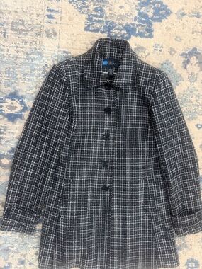 Relativity Women's black and White Houndstooth Pea Coat with 38% Wool